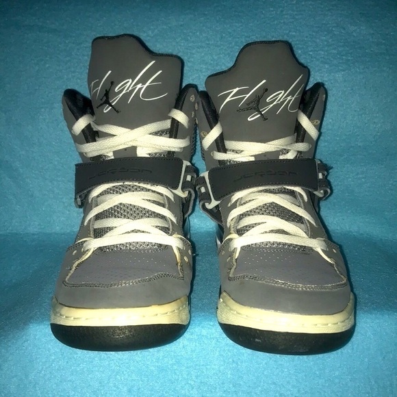 JORDAN AIR high top cool gray flights lace up safety straps vintage EUC size 6 - Picture 2 of 8